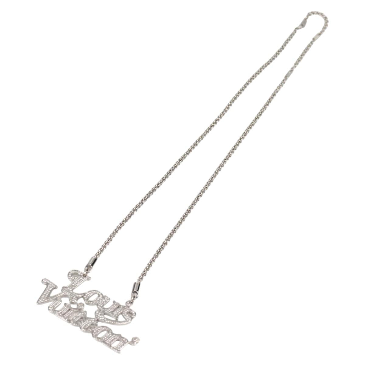 LOUIS VUITTON Colliers Quard LV Strass Necklace metal Silver MP2691 Auth 130779A