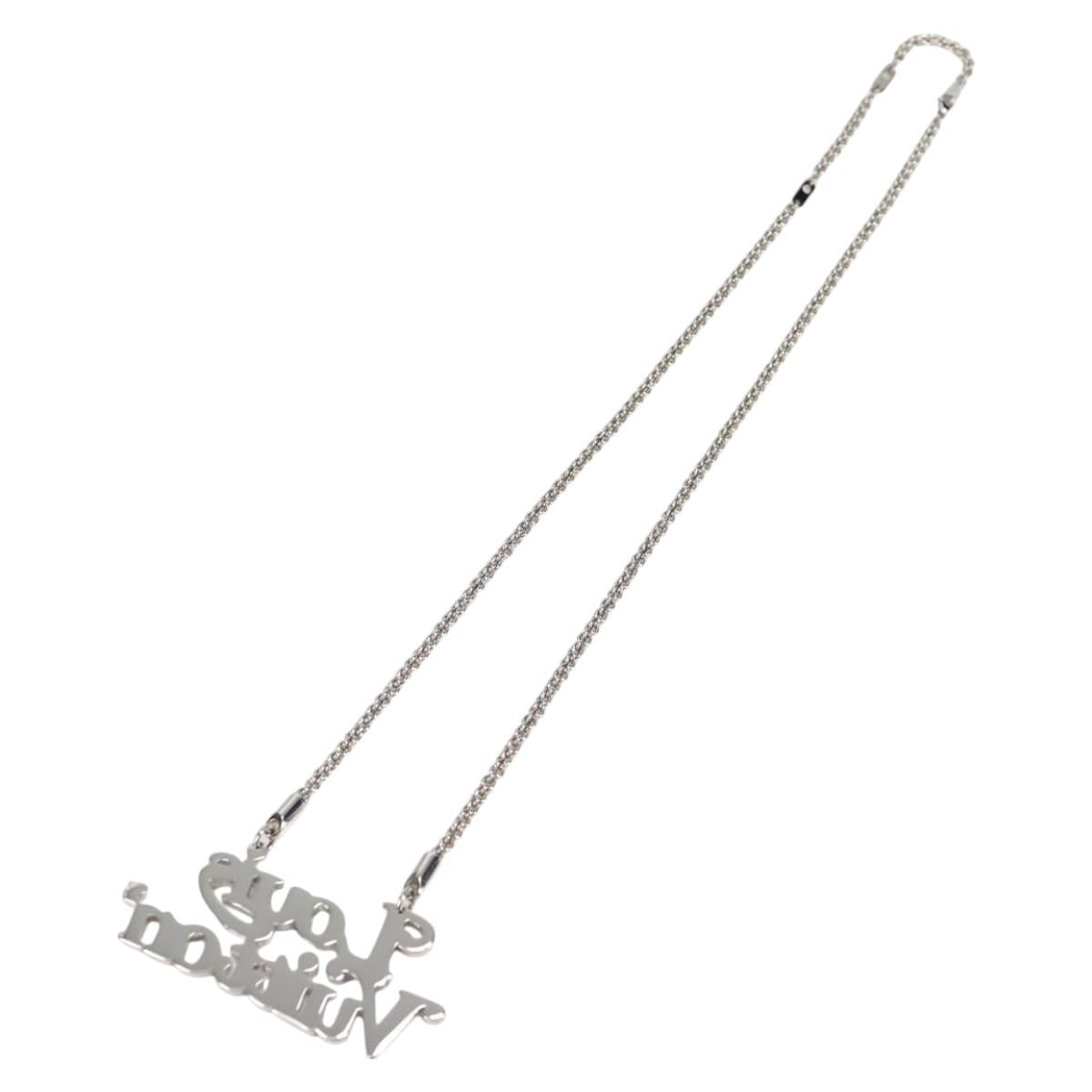 LOUIS VUITTON Colliers Quard LV Strass Necklace metal Silver MP2691 Auth 130779A