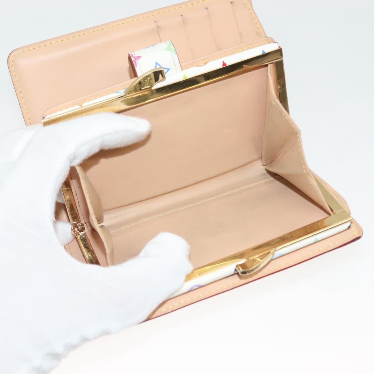 LOUIS VUITTON Multicolor Portefeuille Viennois Wallet White M92987 Auth 130787