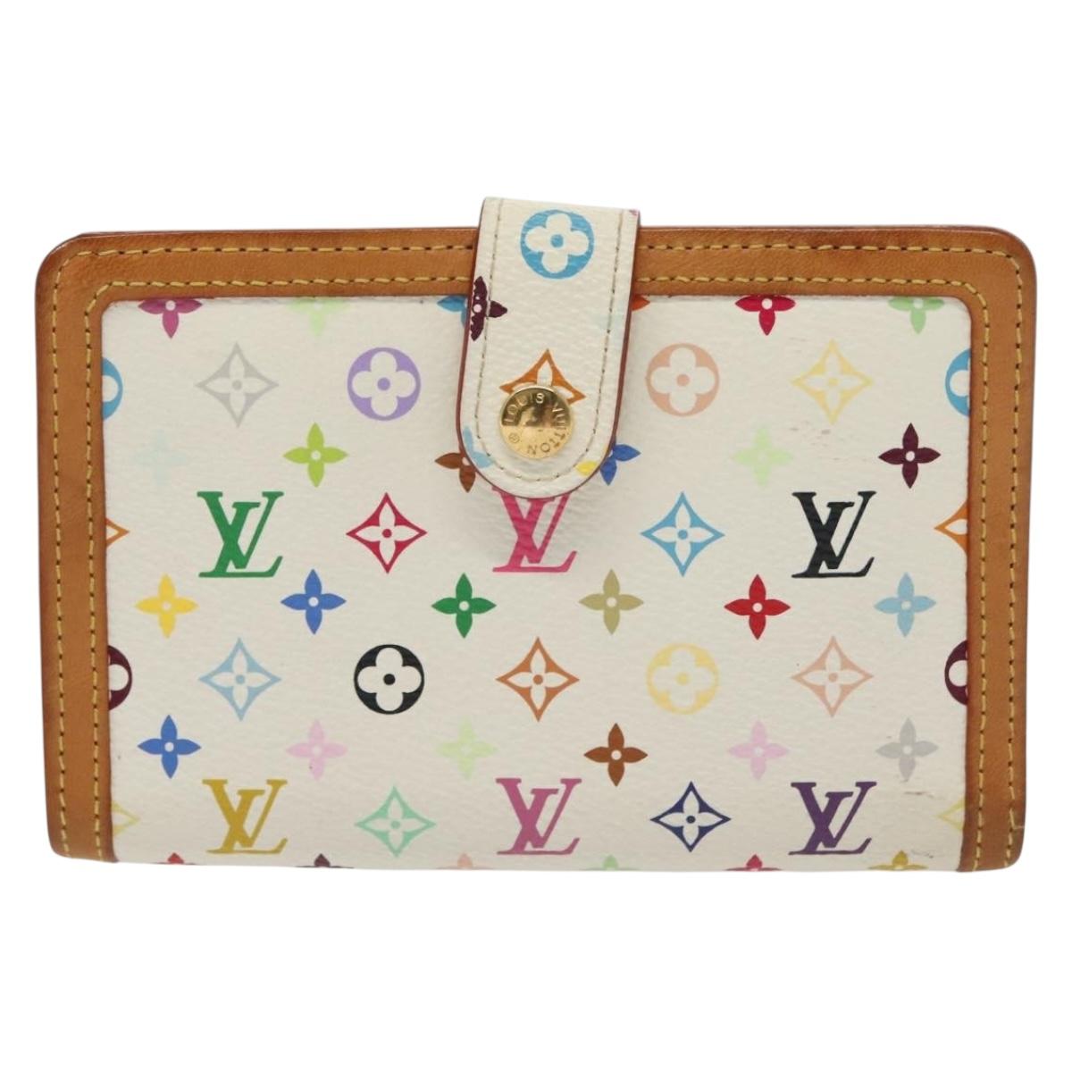 LOUIS VUITTON Multicolor Portefeuille Viennois Wallet White M92987 Auth 130787
