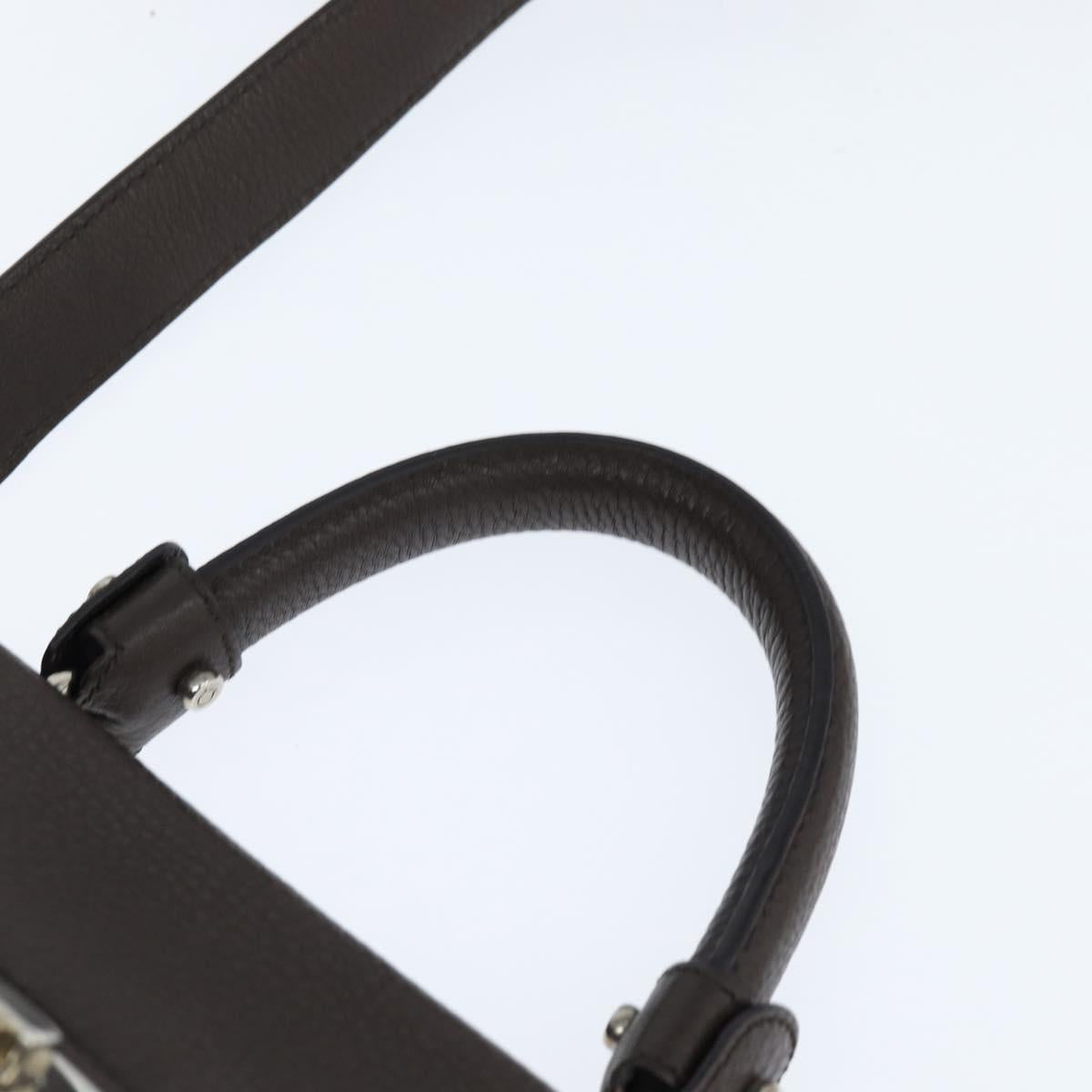 Salvatore Ferragamo Gancini Sophia Bag Leather 2way Dark Brown Auth 130806V