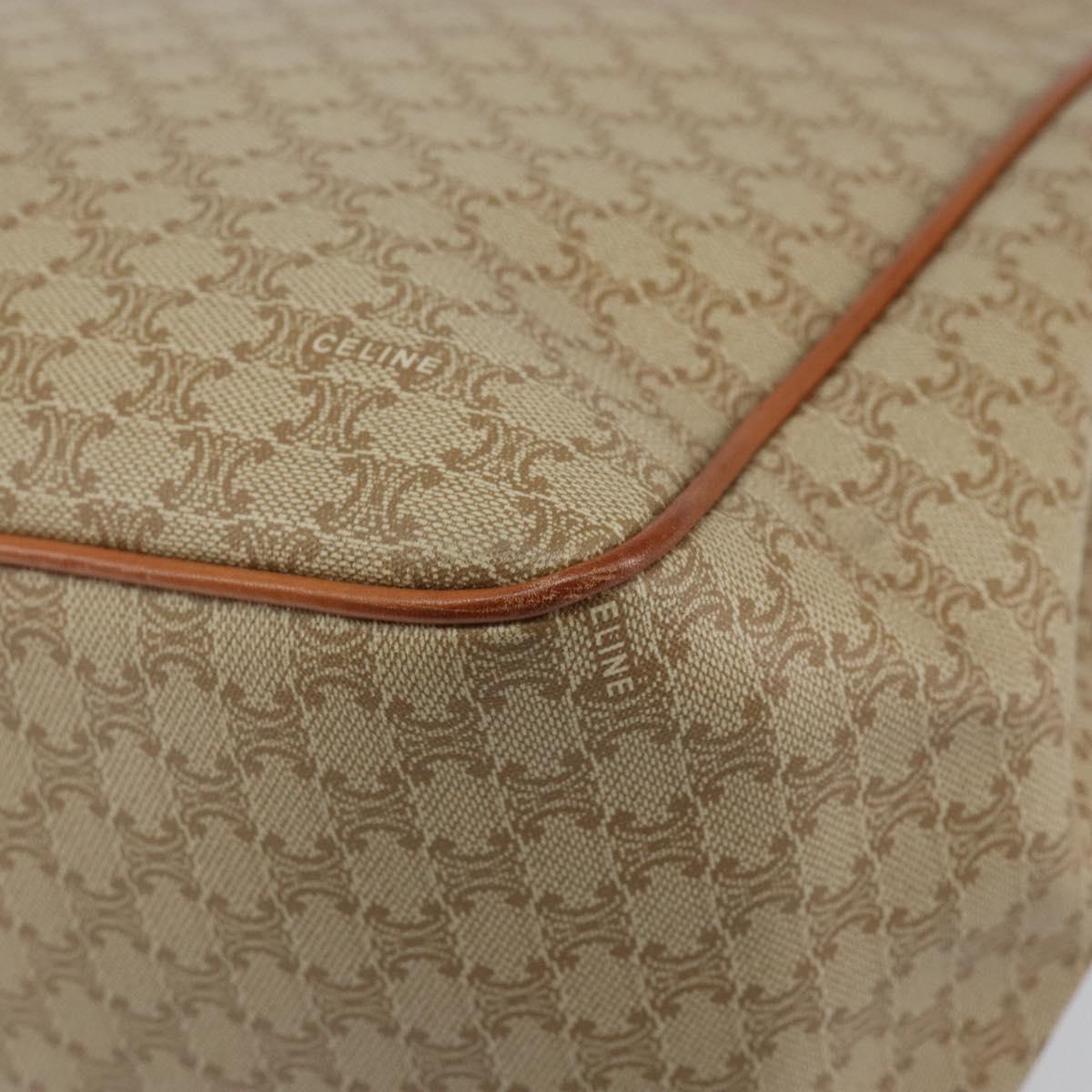 CELINE Macadam Canvas Shoulder Bag PVC Beige Gold Auth 130820