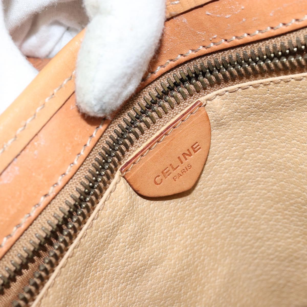 CELINE Macadam Canvas Shoulder Bag PVC Beige Gold Auth 130820