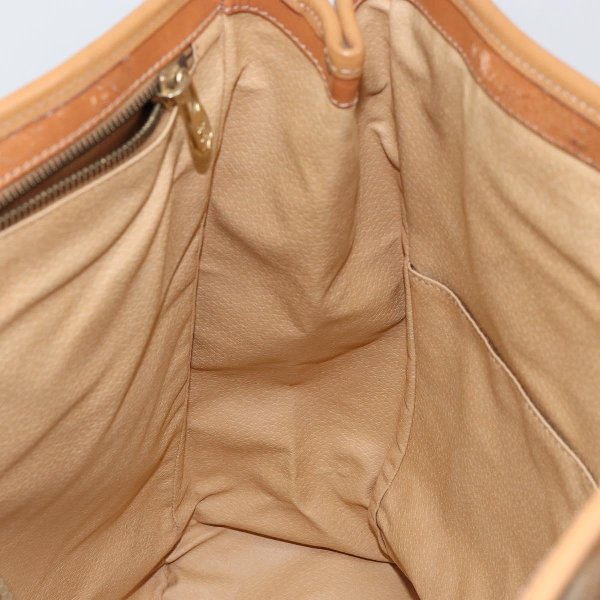 CELINE Macadam Canvas Shoulder Bag PVC Beige Gold Auth 130820