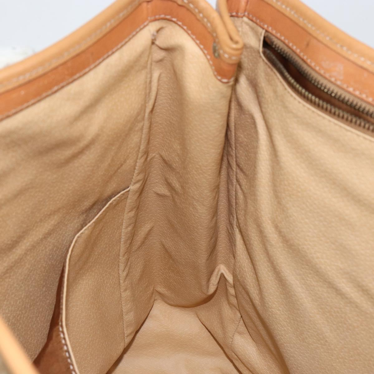 CELINE Macadam Canvas Shoulder Bag PVC Beige Gold Auth 130820