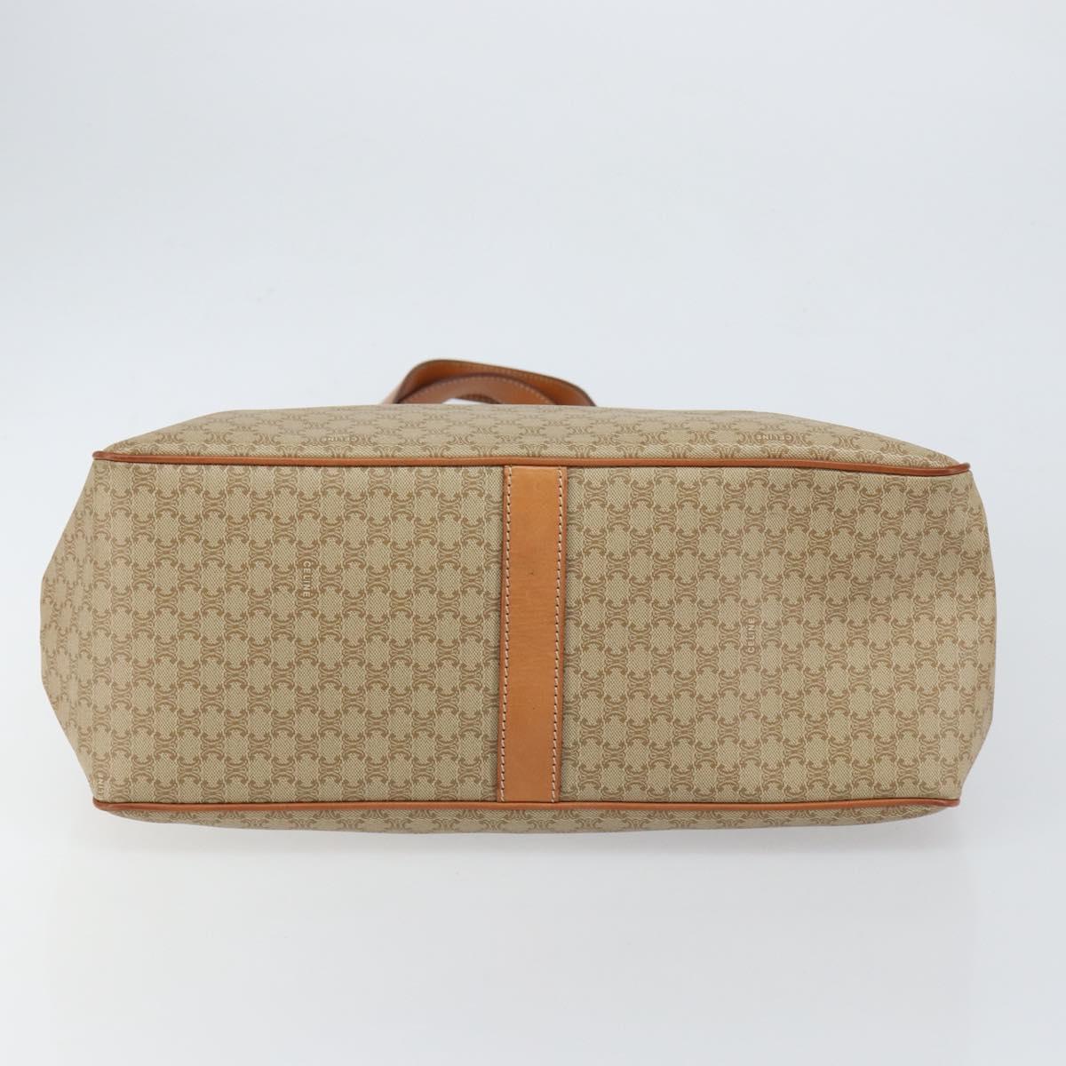 CELINE Macadam Canvas Shoulder Bag PVC Beige Gold Auth 130820