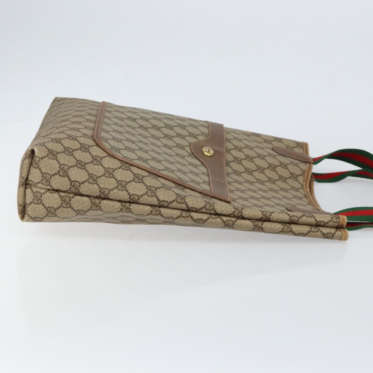 GUCCI GG Supreme Web Sherry Line Tote Bag PVC Beige Gold 89 02 003 Auth 130821