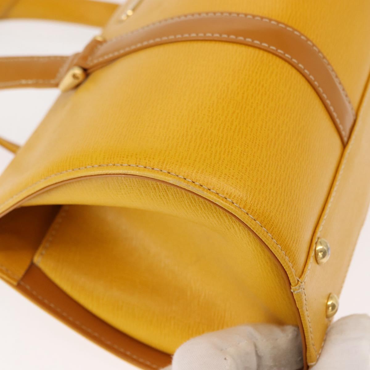 Burberrys Shoulder Bag Leather Yellow Gold Auth 130822