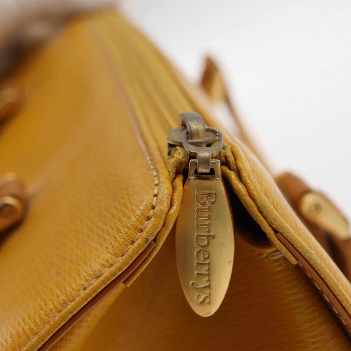 Burberrys Shoulder Bag Leather Yellow Gold Auth 130822