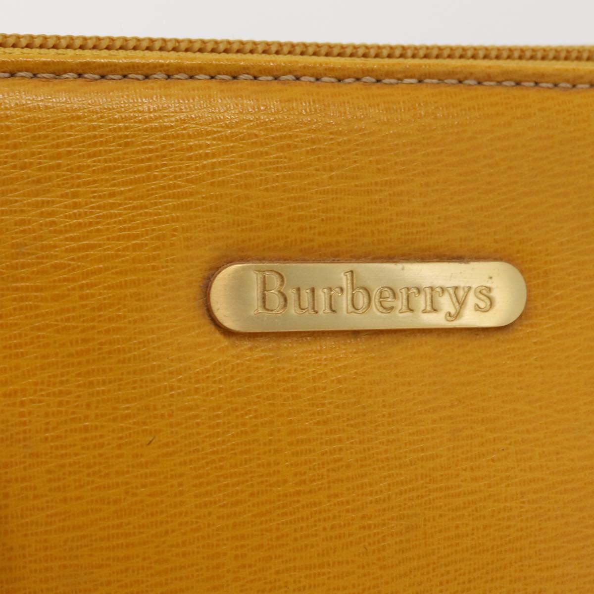 Burberrys Shoulder Bag Leather Yellow Gold Auth 130822