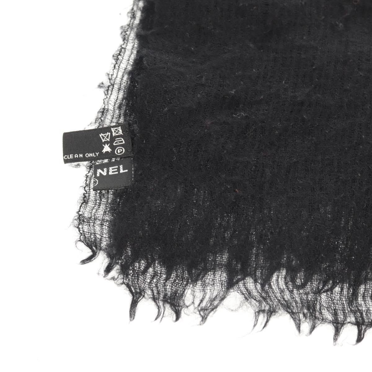 CHANEL Scarf Cashmere Black CC Auth 130826M