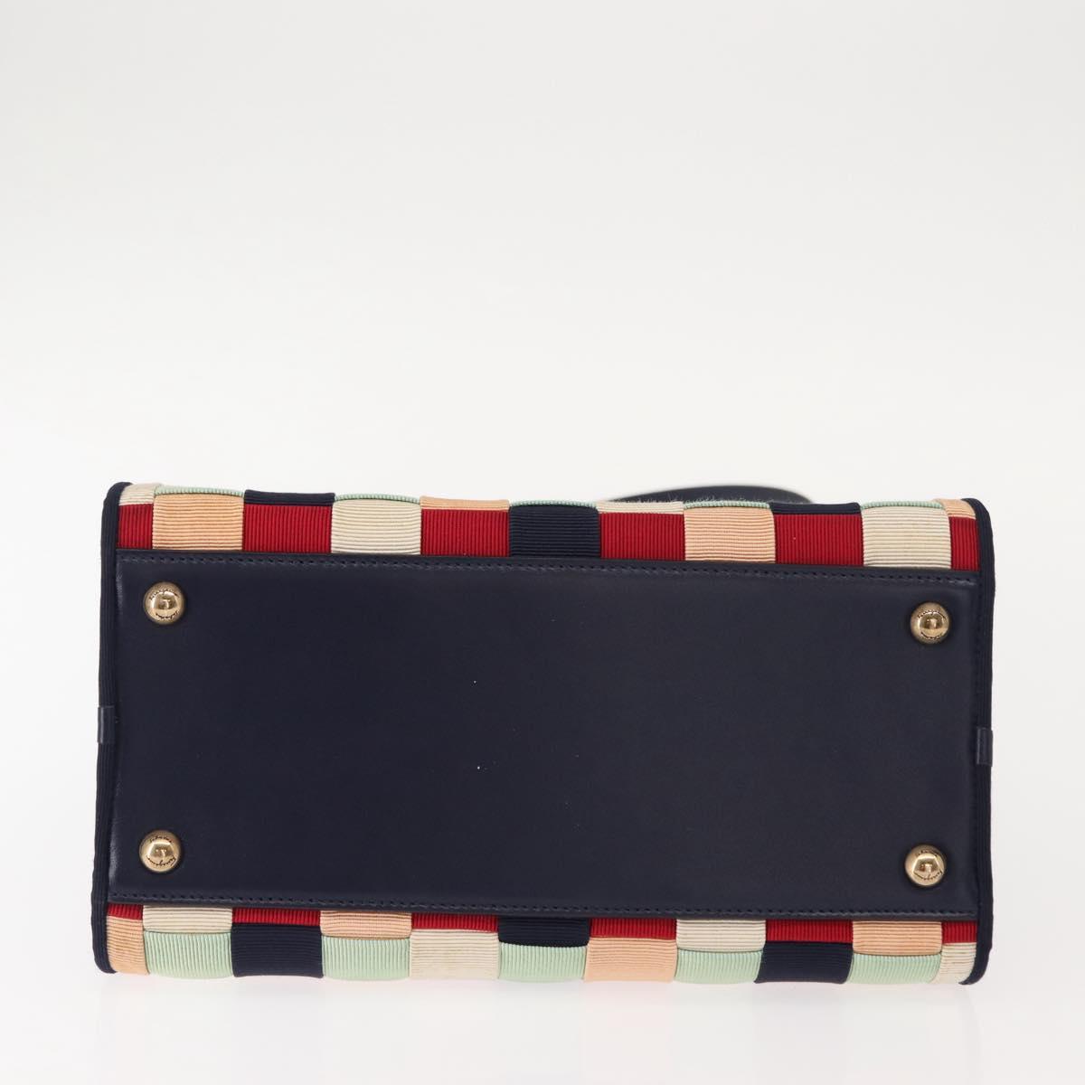 Salvatore Ferragamo Hand Bag Canvas 2way Multicolor Gold Auth 130836V