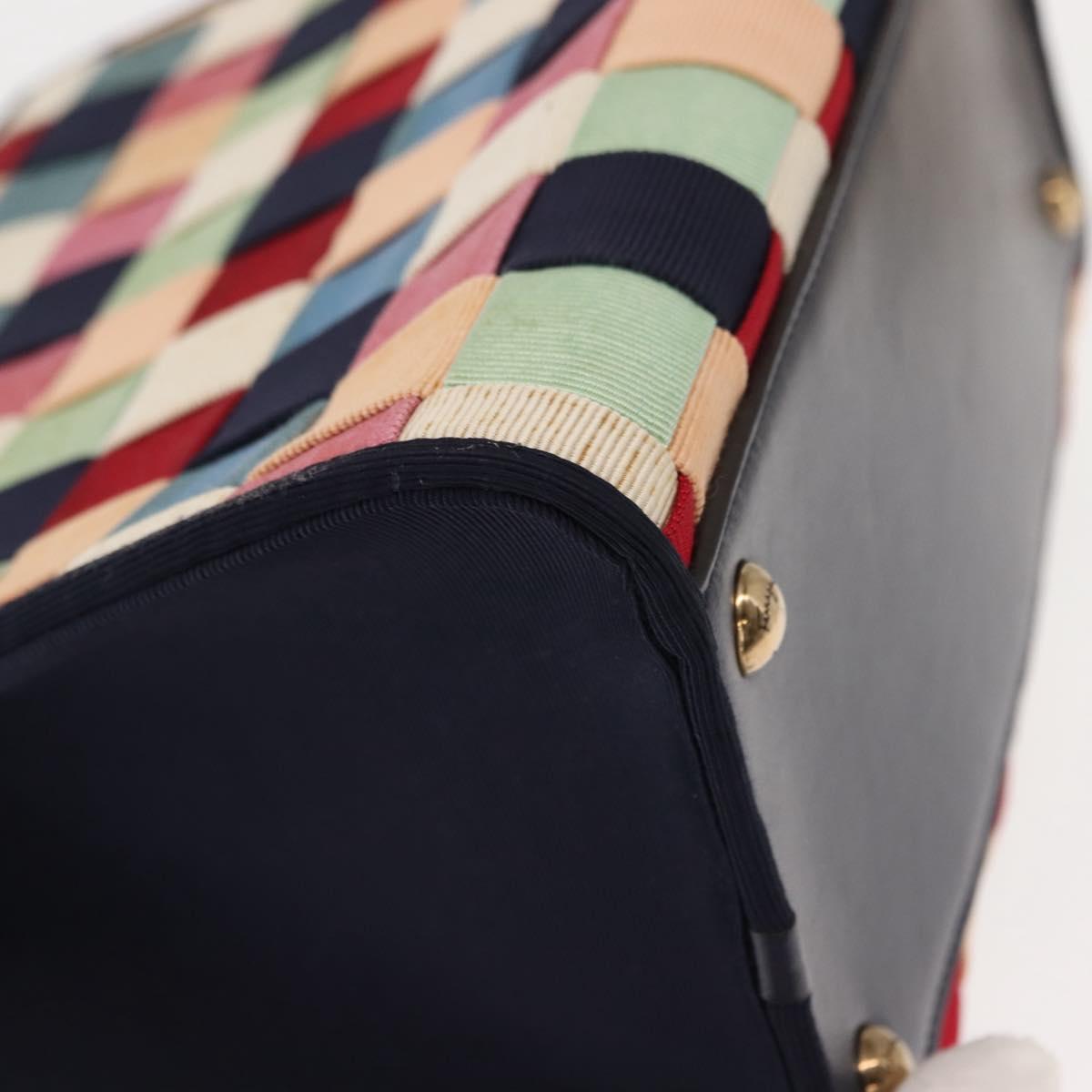 Salvatore Ferragamo Hand Bag Canvas 2way Multicolor Gold Auth 130836V