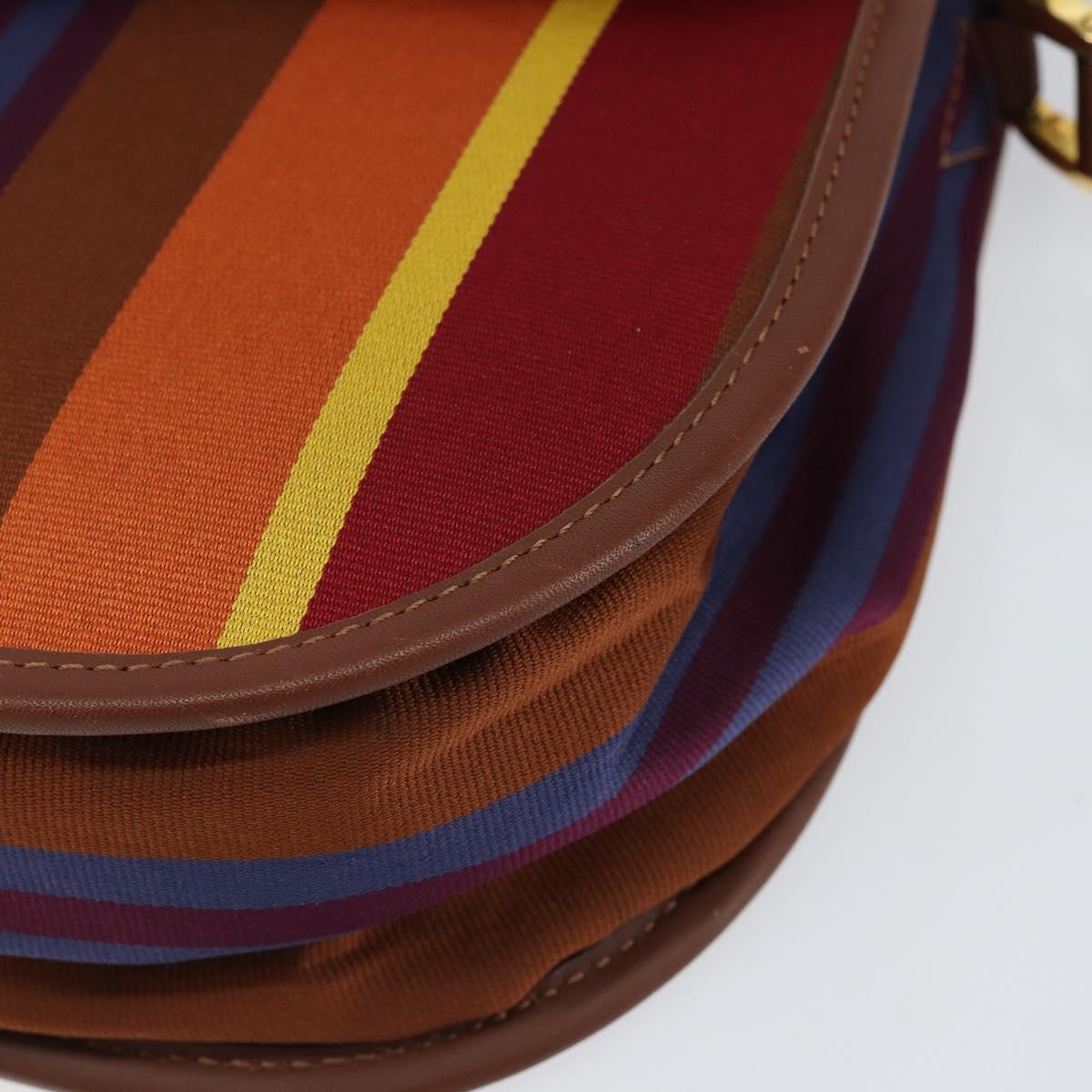 CELINE Shoulder Bag Canvas Multicolor Gold Auth 130839V