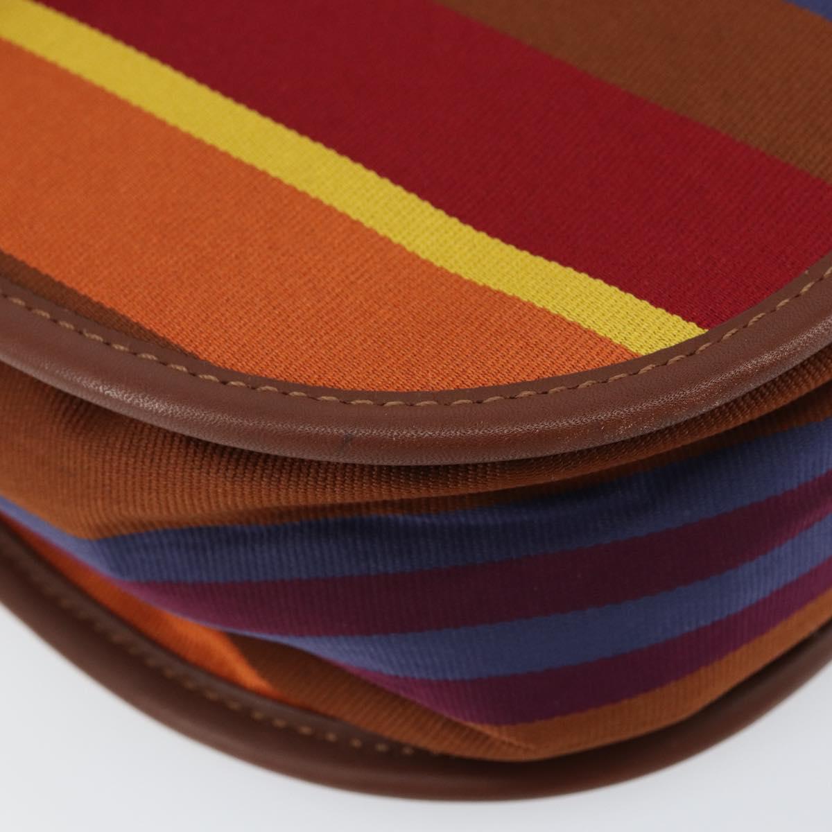 CELINE Shoulder Bag Canvas Multicolor Gold Auth 130839V