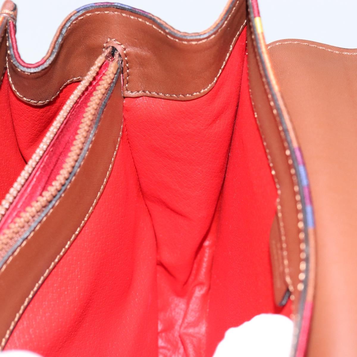 CELINE Shoulder Bag Canvas Multicolor Gold Auth 130839V