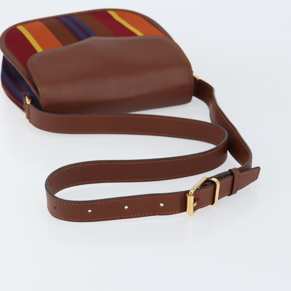 CELINE Shoulder Bag Canvas Multicolor Gold Auth 130839V