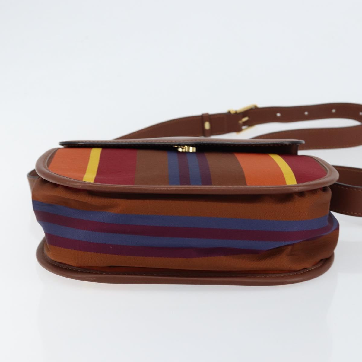 CELINE Shoulder Bag Canvas Multicolor Gold Auth 130839V