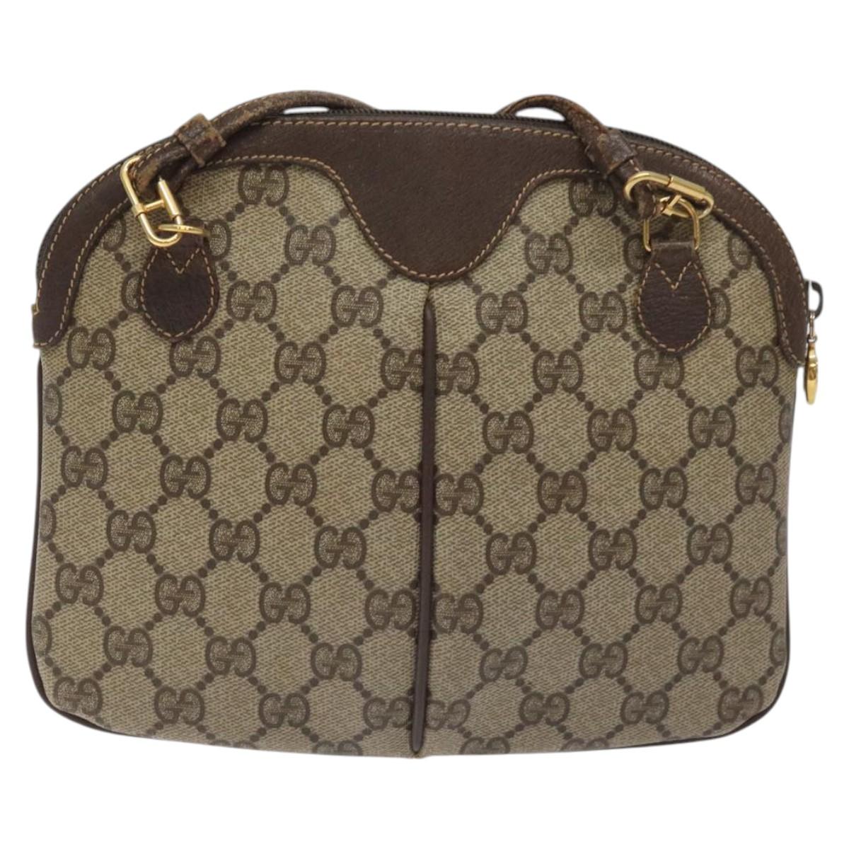 GUCCI GG Supreme Web Sherry Line Shoulder Bag PVC Beige 904 02 047 Auth 130857