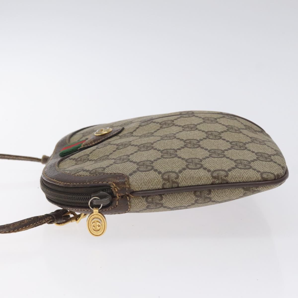 GUCCI GG Supreme Web Sherry Line Shoulder Bag PVC Beige 904 02 047 Auth 130857