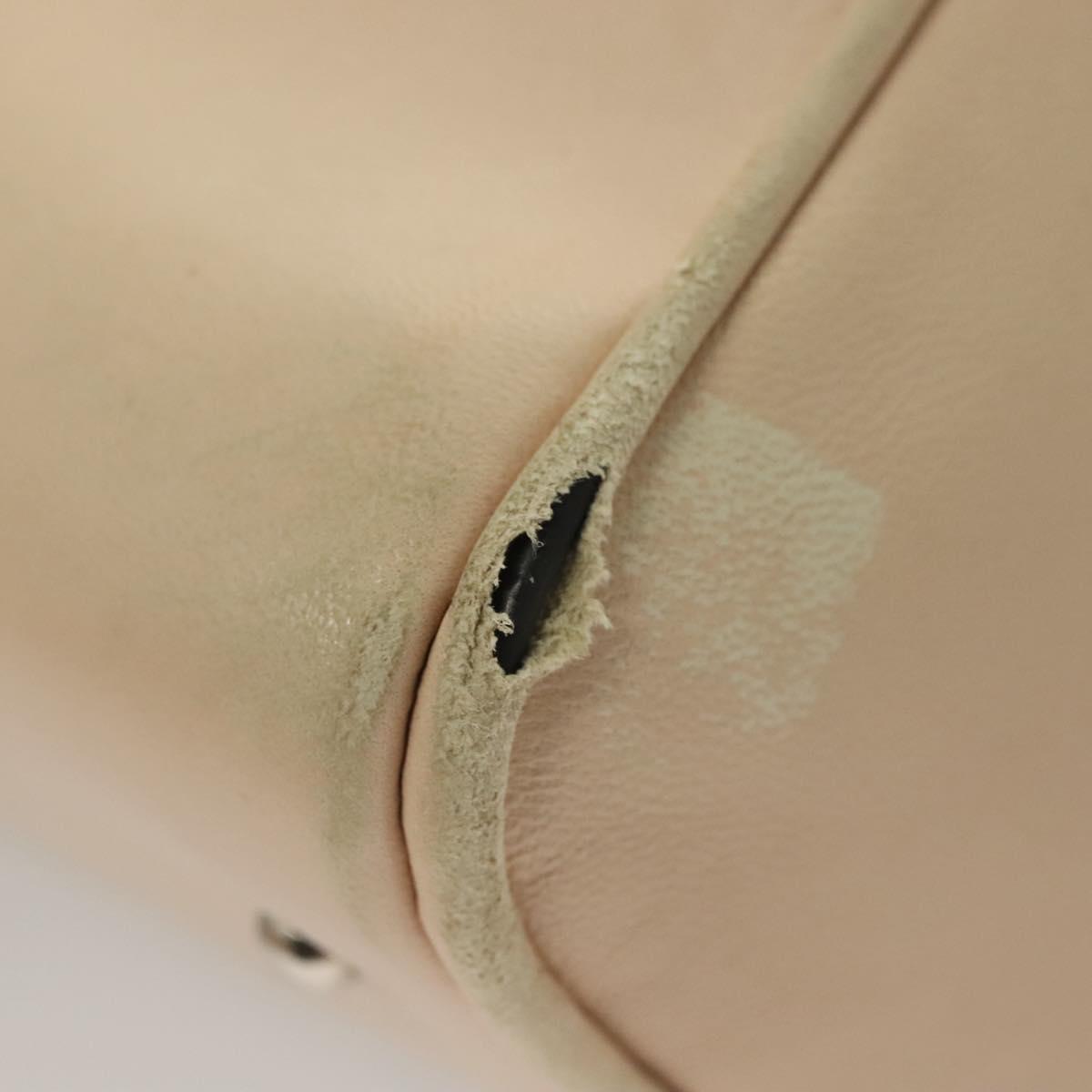 LOEWE Anagram Hand Bag Leather Beige Silver Auth 130882