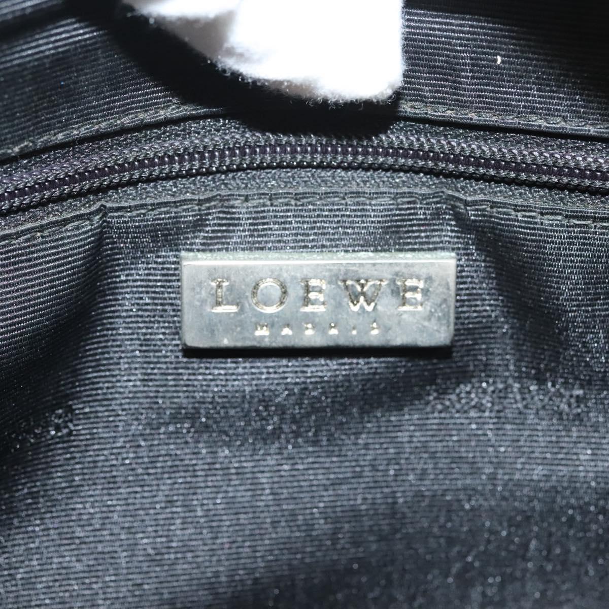 LOEWE Anagram Hand Bag Leather Beige Silver Auth 130882