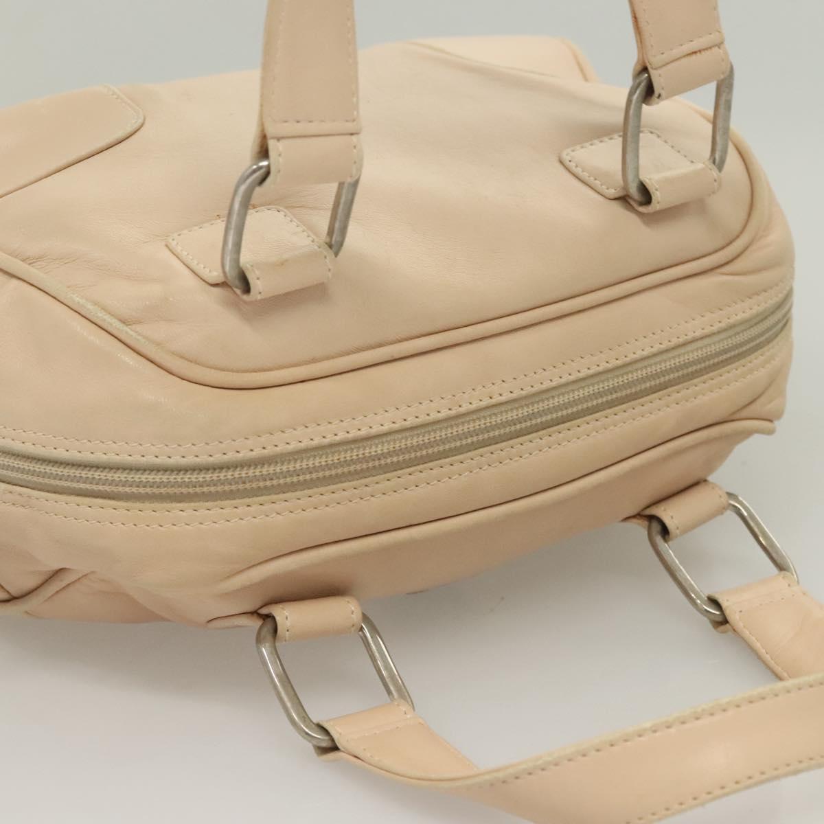 LOEWE Anagram Hand Bag Leather Beige Silver Auth 130882