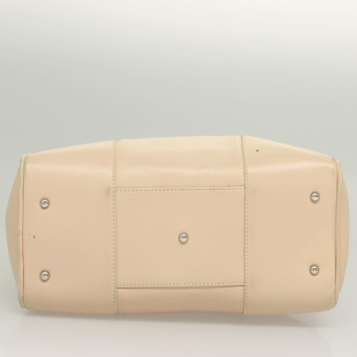 LOEWE Anagram Hand Bag Leather Beige Silver Auth 130882