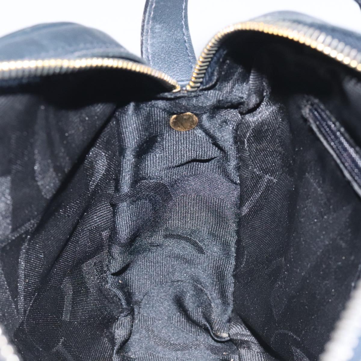 Salvatore Ferragamo Gancini Shoulder Bag Leather Navy Gold Auth 130895
