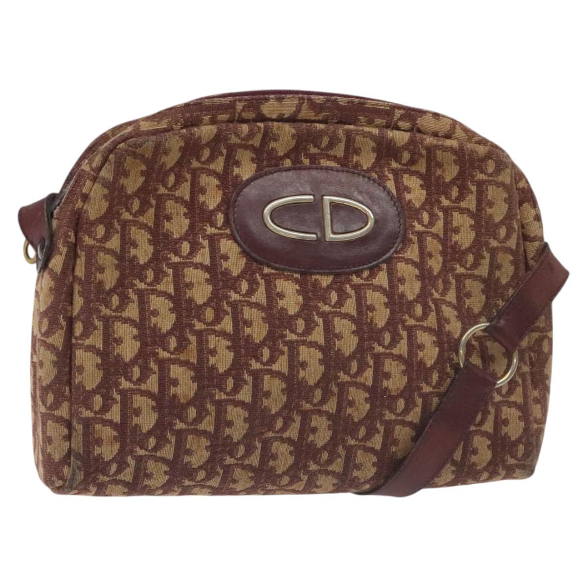 Christian Dior Trotter Canvas Shoulder Bag Red Auth 130911
