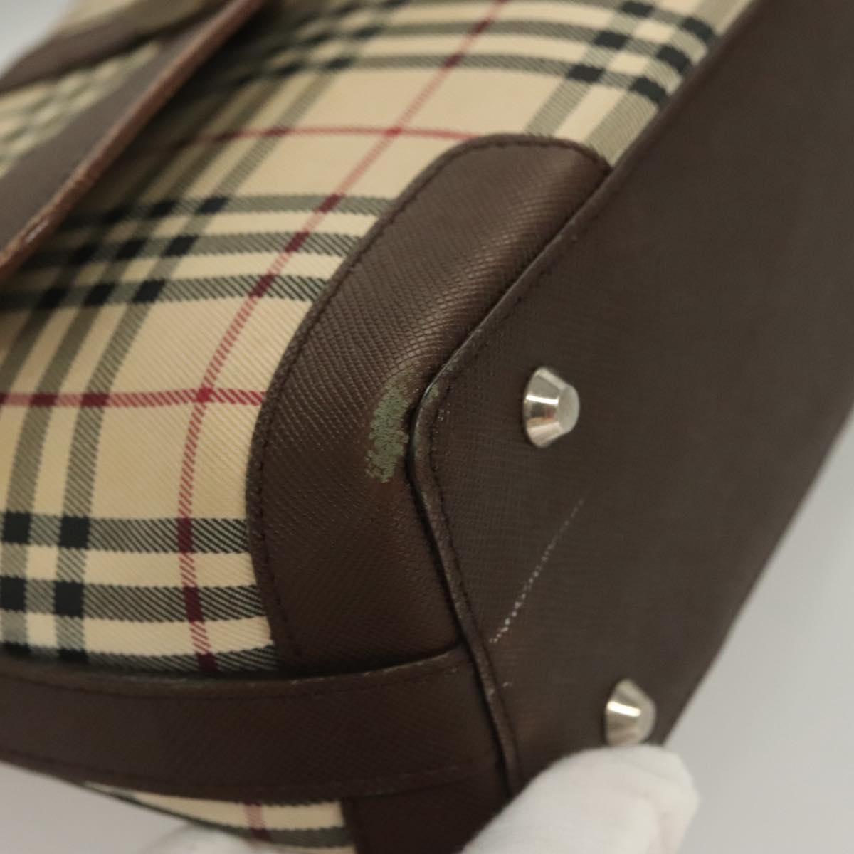BURBERRY Nova Check Shoulder Bag Canvas Beige Auth 130914