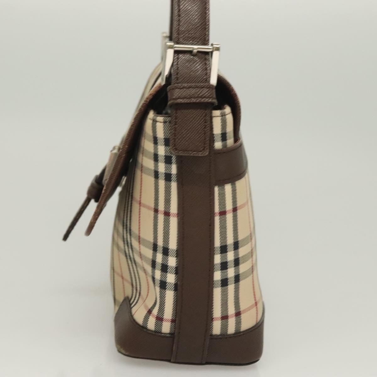 BURBERRY Nova Check Shoulder Bag Canvas Beige Auth 130914