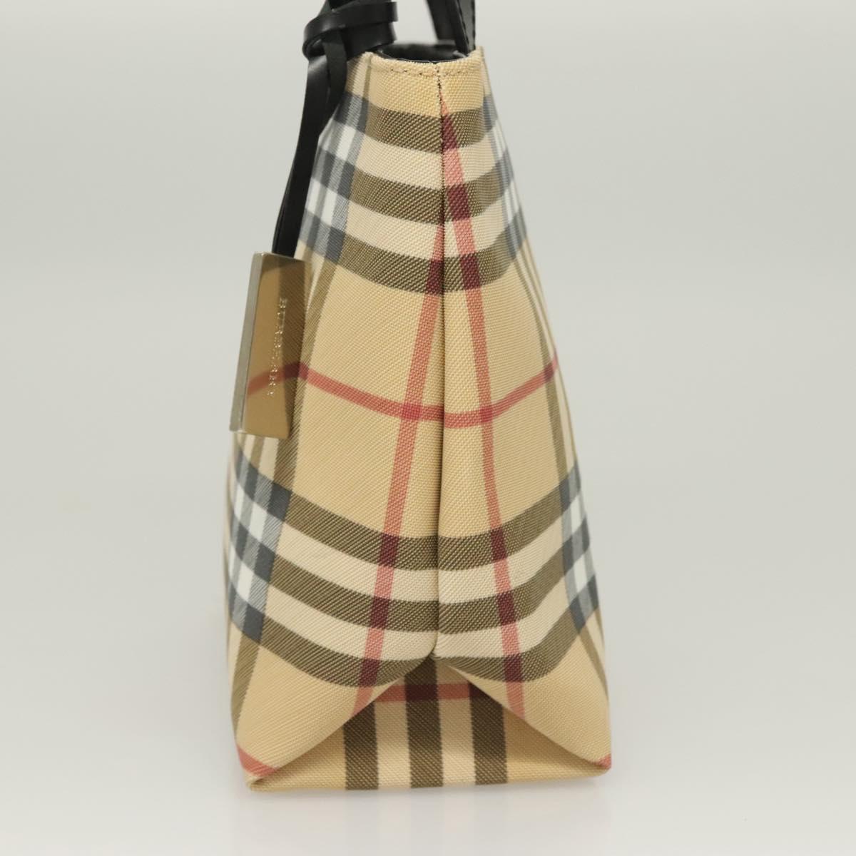 BURBERRY Nova Check Hand Bag PVC Beige Auth 130916