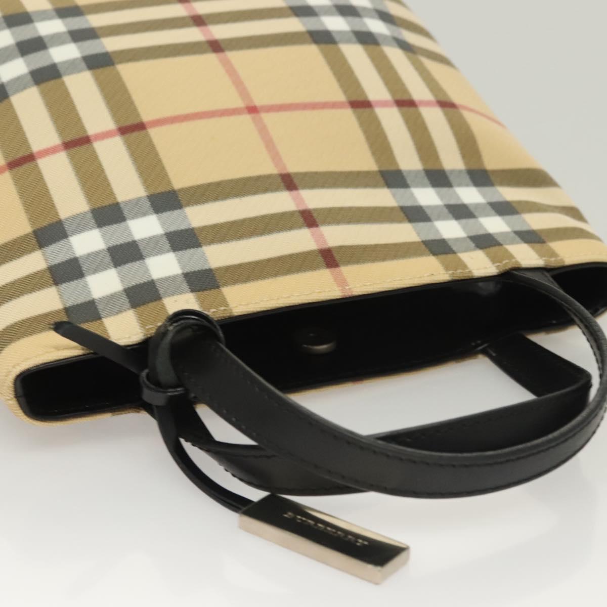 BURBERRY Nova Check Hand Bag PVC Beige Auth 130916