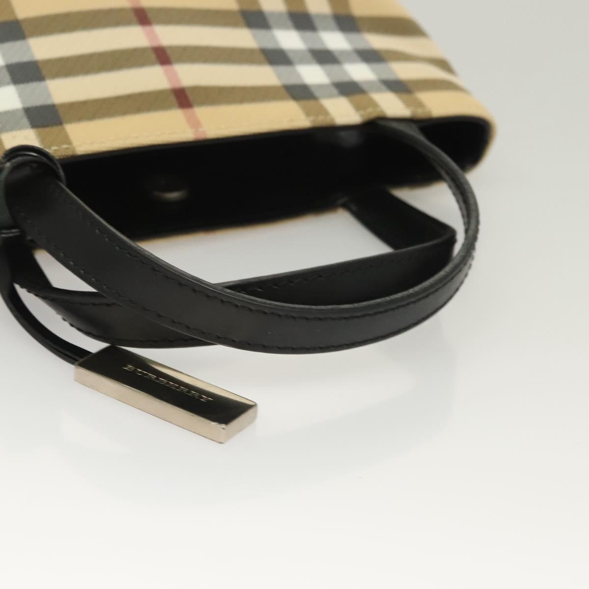 BURBERRY Nova Check Hand Bag PVC Beige Auth 130916