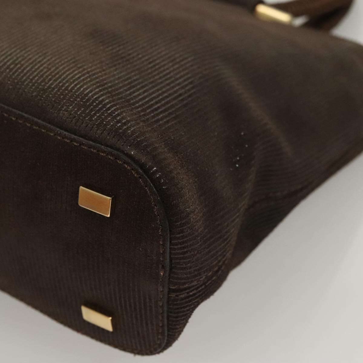 CELINE Hand Bag Leather 2way Brown Gold Auth 130917