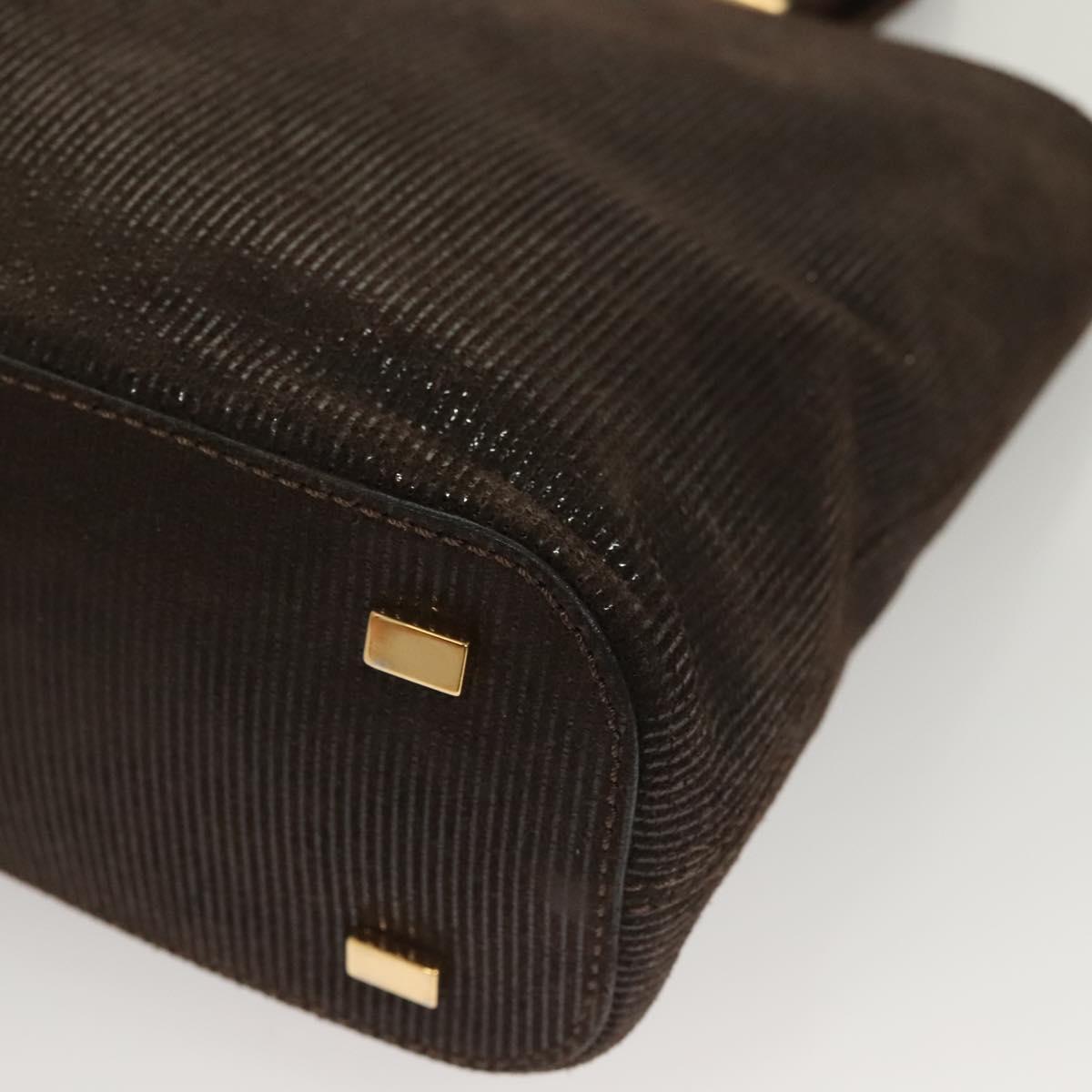CELINE Hand Bag Leather 2way Brown Gold Auth 130917