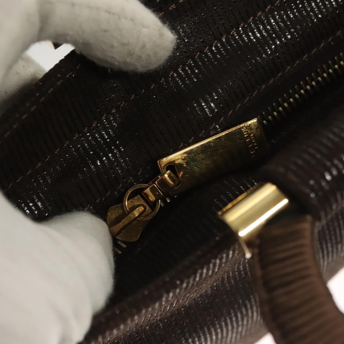 CELINE Hand Bag Leather 2way Brown Gold Auth 130917
