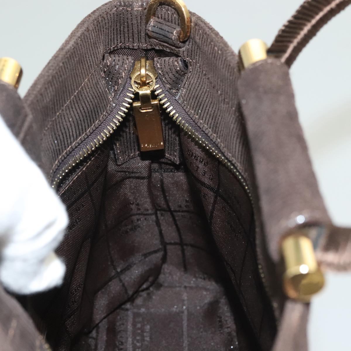 CELINE Hand Bag Leather 2way Brown Gold Auth 130917