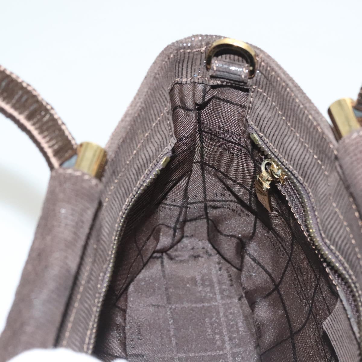 CELINE Hand Bag Leather 2way Brown Gold Auth 130917
