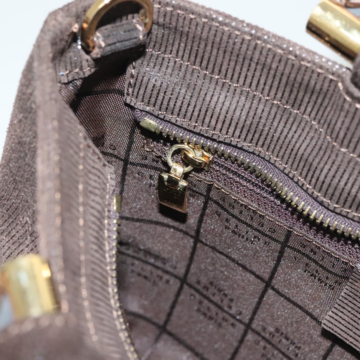 CELINE Hand Bag Leather 2way Brown Gold Auth 130917