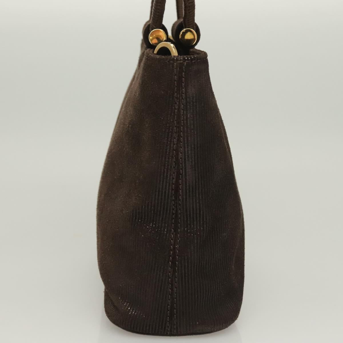 CELINE Hand Bag Leather 2way Brown Gold Auth 130917