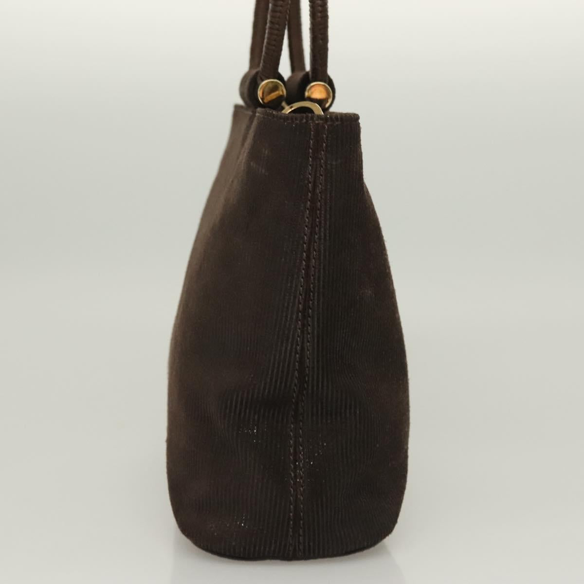 CELINE Hand Bag Leather 2way Brown Gold Auth 130917