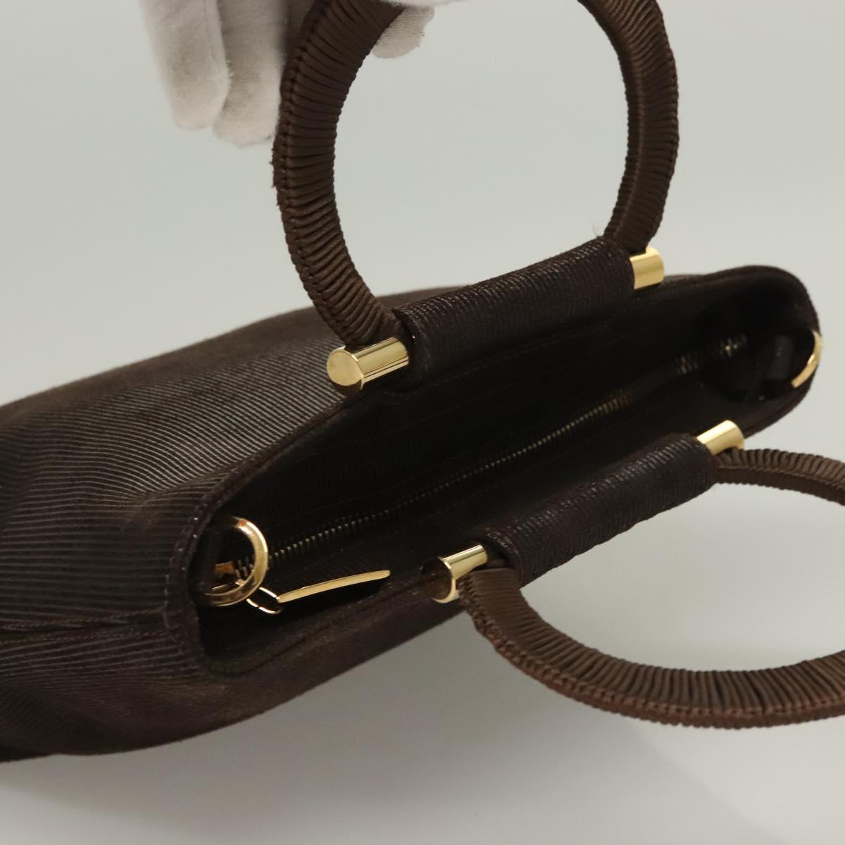 CELINE Hand Bag Leather 2way Brown Gold Auth 130917