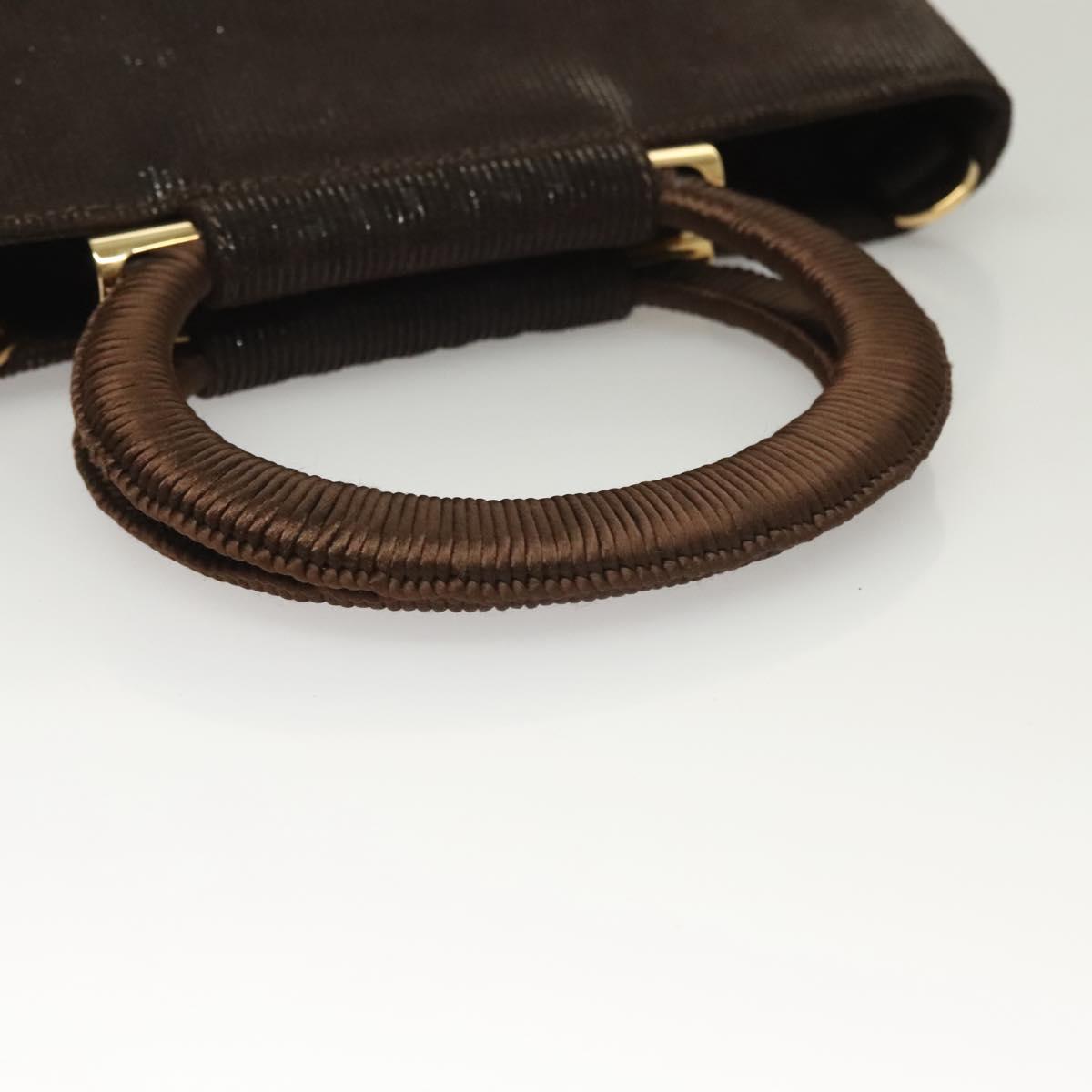 CELINE Hand Bag Leather 2way Brown Gold Auth 130917