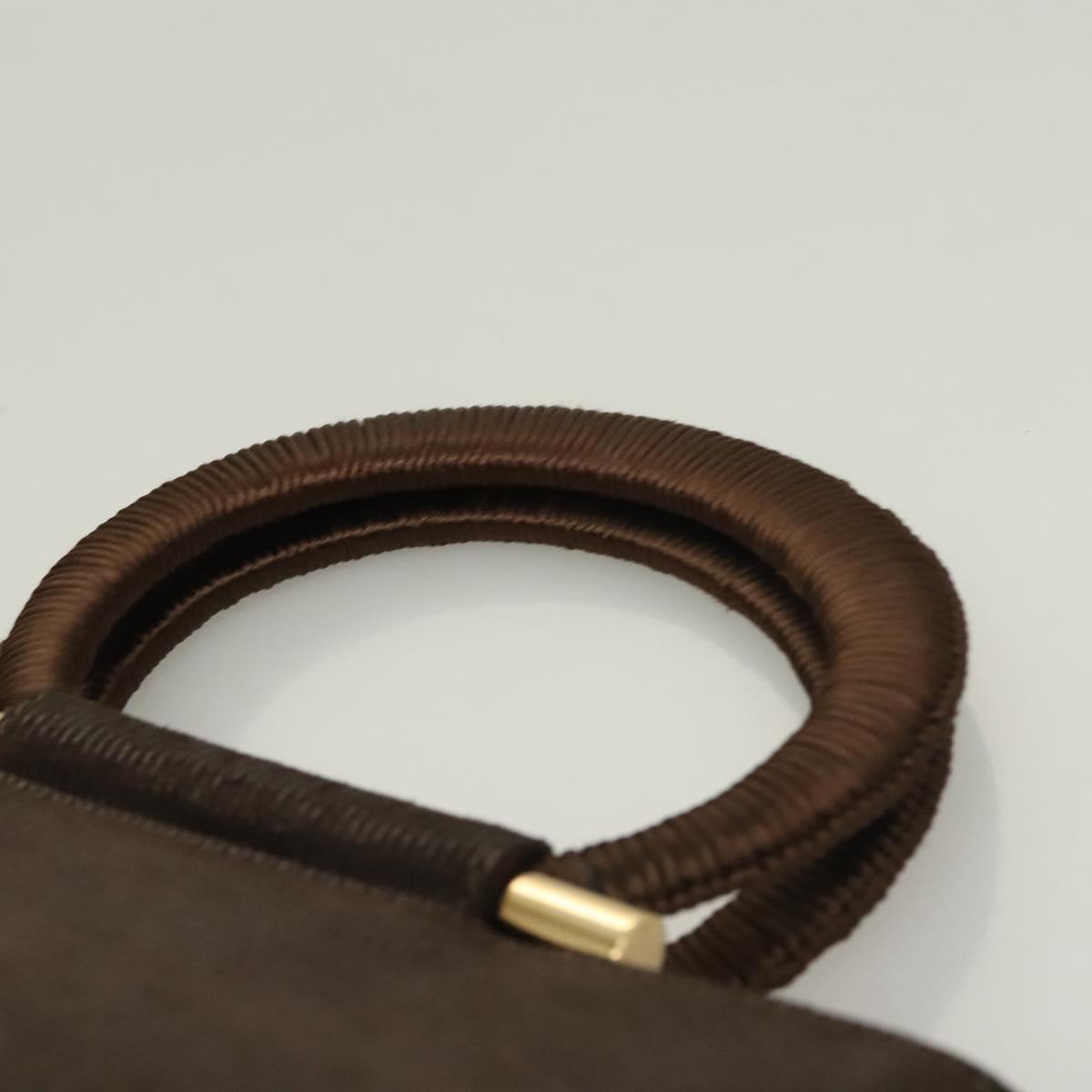 CELINE Hand Bag Leather 2way Brown Gold Auth 130917