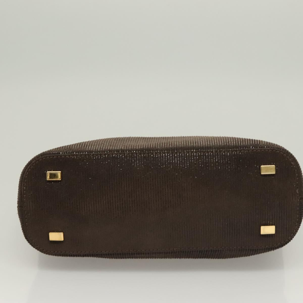 CELINE Hand Bag Leather 2way Brown Gold Auth 130917