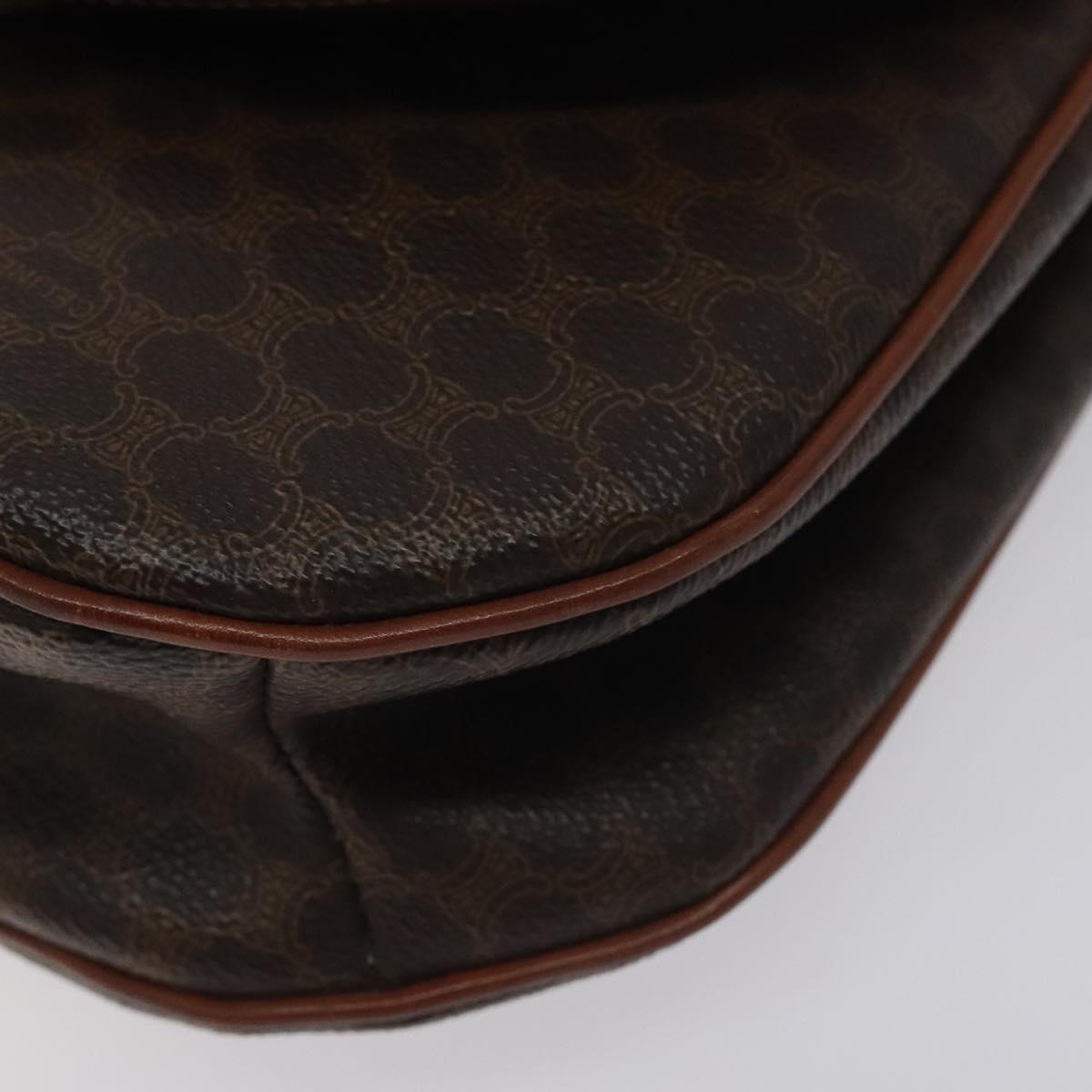 CELINE Macadam Canvas Hand Bag PVC Leather Brown Gold Auth 130918