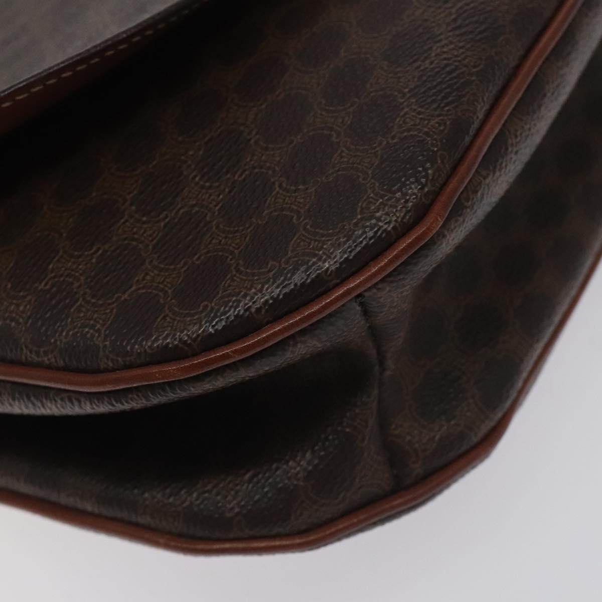 CELINE Macadam Canvas Hand Bag PVC Leather Brown Gold Auth 130918