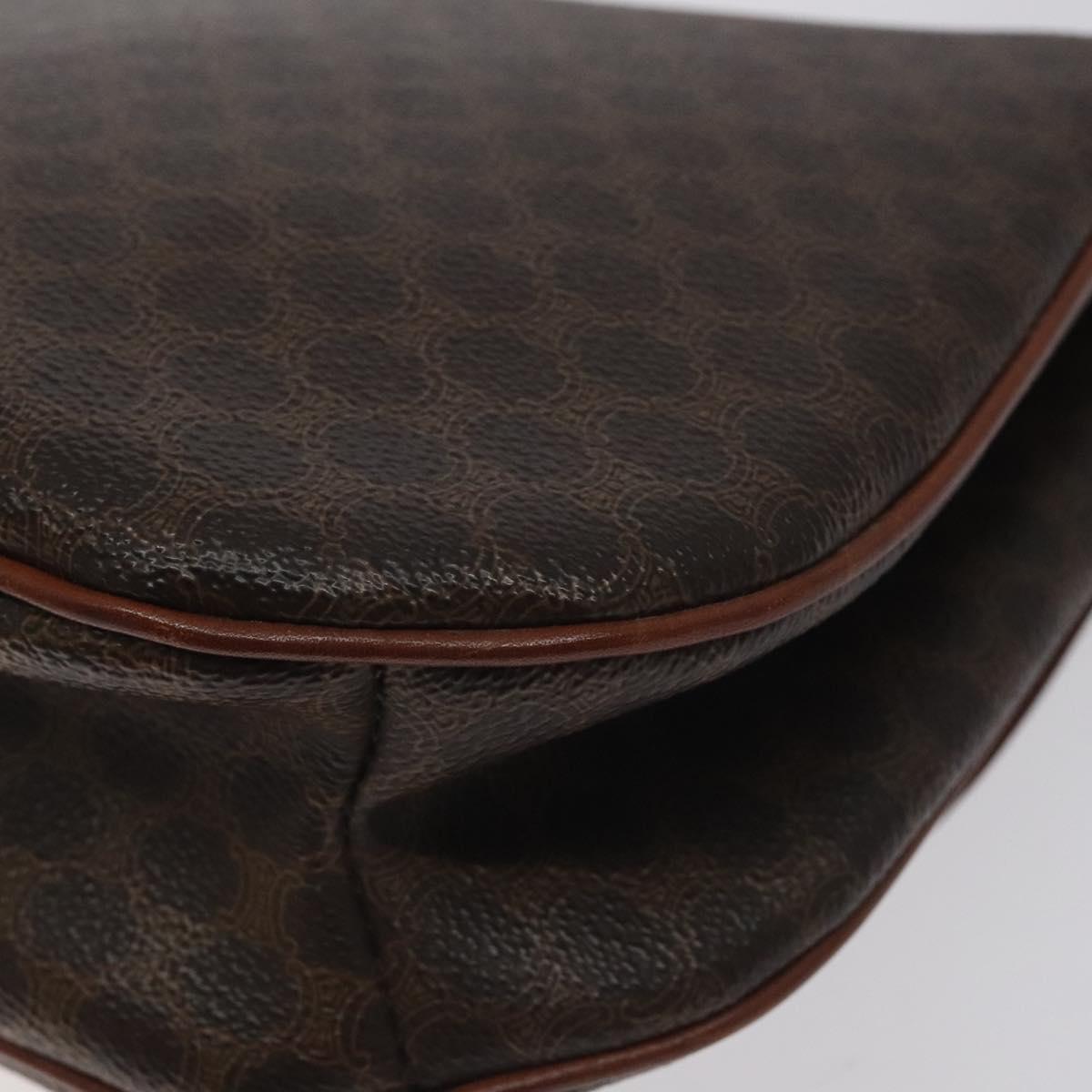 CELINE Macadam Canvas Hand Bag PVC Leather Brown Gold Auth 130918